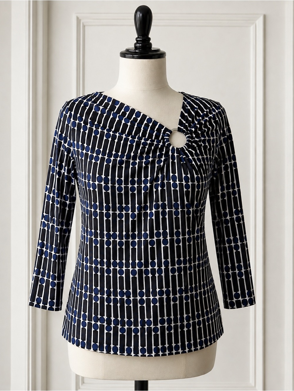 Michael Kors Navy, Black and White 3/4 Sleeve Top